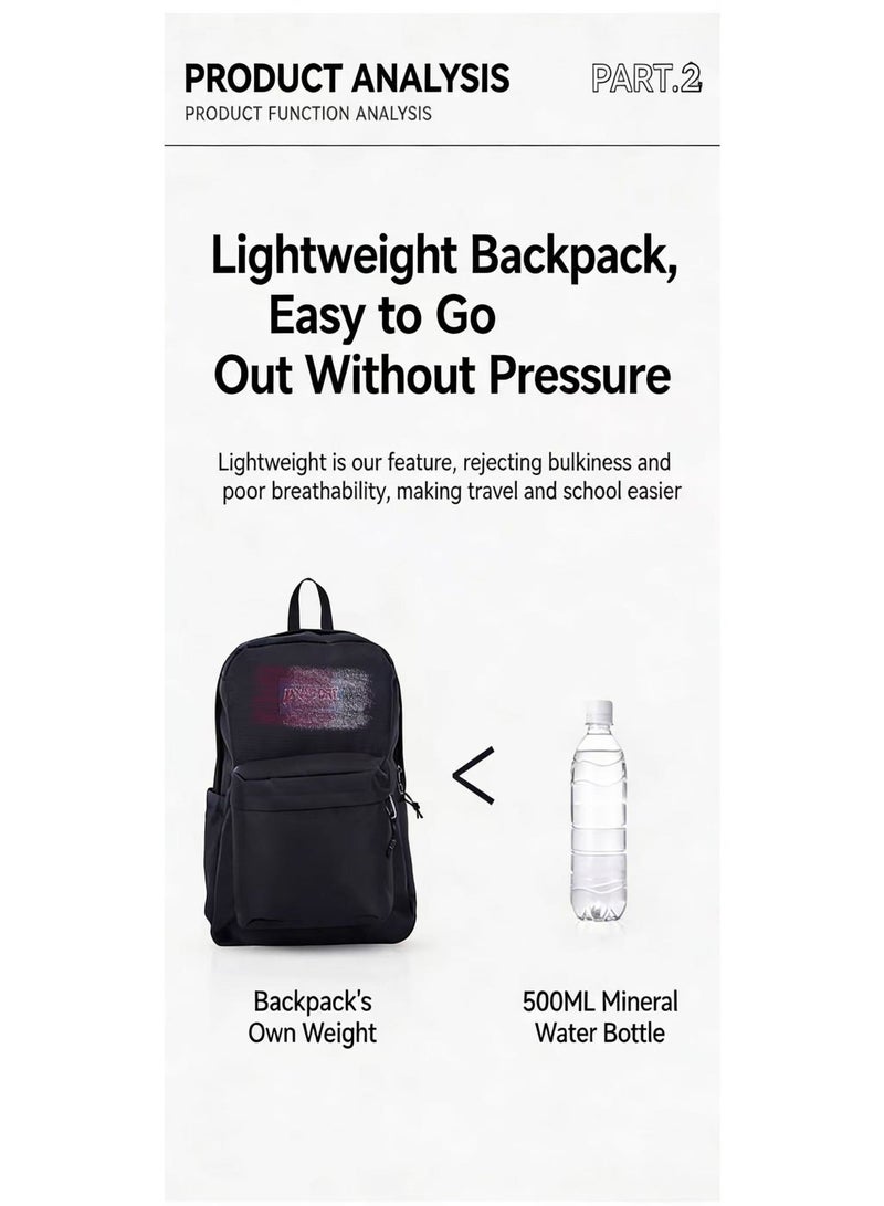 Nylon Laptop Backpack for College Students - Large Capacity 13 Inch Notebook Bag | Minimalist Style - Image 2